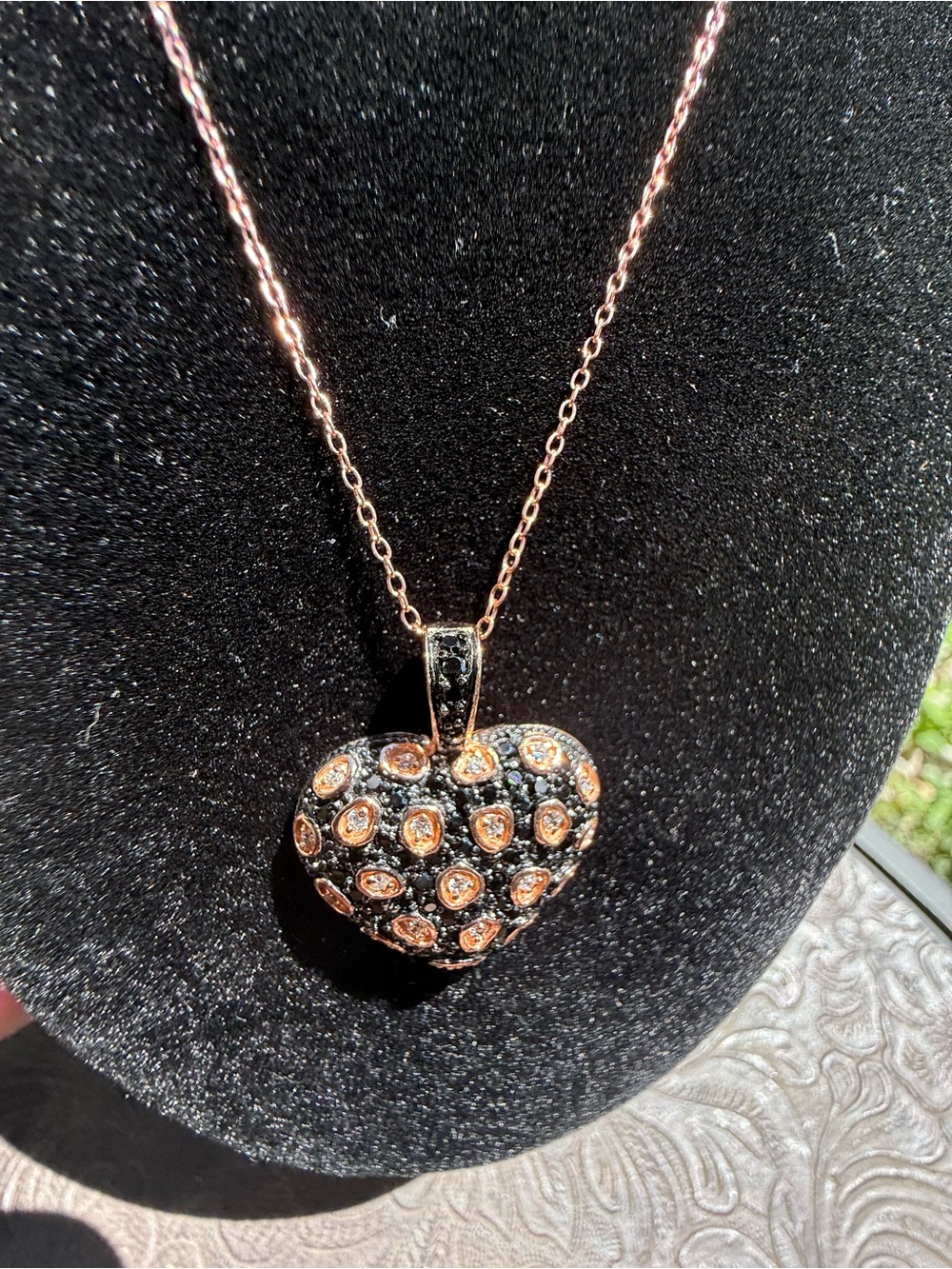 New in Box Freida Rothman 925 Sterling Animal Print Heart Necklace Rose Gold - Picture 6 of 9